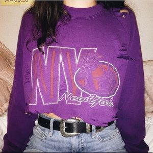 Purple vintage cropped sweatshirt